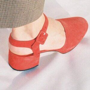 Aupres Jeanne Vermillon Sling Back Sandal Suede Women 9